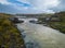 Hrutey island public park near Blonduos town, North-West of Iceland. View during auto trip by Ring Road. Spectacular Icelandic