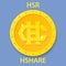 Hshare Coin cryptocurrency blockchain icon. Virtual electronic, internet money or cryptocoin symbol, logo