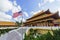 Hsi Lai Temple with American flag