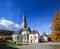 Hstorical center of Gmuend in Kaernten with the gothic parish church. Austria