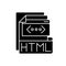 HTML file black glyph icon