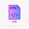 Html file format thin line icon. Modern vector illustration