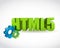 Html gear text sign illustration design