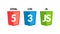 HTML5 CSS3 JS icon set. Web development logo icon set of html, css and javascript, programming symbol