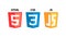 HTML5 CSS3 JS icon set. Web development logo icon set of html, css and javascript, programming symbol