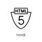 Html5 icon. Trendy modern flat linear vector Html5 icon on white