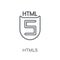 HTML5 linear icon. Modern outline HTML5 logo concept on white ba