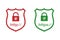 Http and https protocols on the shield with a lock. Safe and reliable browsing . Vector illustrations.