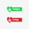 HTTP and HTTPS protocols on shield sticker icon