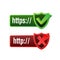 Http and https protocols on shield, on white background. Vector stock illustration