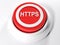 HTTPS red circular push button - 3D rendering