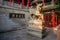 HUA SHAN, CHINA - AUGUST 4, 2018: Scuplture in Jade Spring Temple at the entrance to Hua Shan mountain, Chi