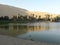 Huacachina Peru desert oasis lake and sand dunes