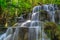 Huai Lao Waterfall in rain forest at Loei Province in Thailand , Soft focus