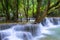 Huai Mae Khamin waterfall with tides in rainy season