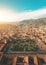 Huamanga, AYACUCHO, PERU. Aerial view of the main square and its great catedral. Plaza de Armas Ayacucho