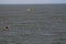 HUANCHACO BEACH, TRUJILLO, PERU - A reed canoe in the sea circa 2016 in Huanchaco beach, Trujillo, Peru