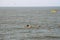 HUANCHACO BEACH, TRUJILLO, PERU A reed canoe in the sea circa 2016 in Huanchaco beach, Trujillo, Peru