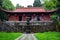 Huanglong yellow dragon buddhist temple in middle of forest in Lushan National Park in China