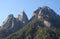 Huangshan Mountain in Anhui Province, China. Close up of mountain peaks as seen from the eastern steps