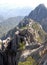 Huangshan Mountain in Anhui Province, China. The steep path to the summit of Lotus Peak