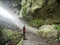 Huashan mountain stairs down to the light view with mist and fog - Xian, Shaaxi Province, China