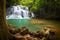 Huay mae khamin waterfall, this cascade is emerald green and popular