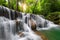 Huay mae khamin waterfall, this cascade is emerald green and popular