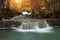 Huay mae khamin waterfall in thailand on autumn season