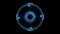 HUD element. Alpha mask included, motion graphic. Circular blue on black background