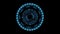 HUD element. Animation of HUD Heads up display in blue, motion graphic on black background