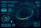 HUD infographic, dashboard panel with space sphere
