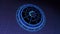 HUD with Planet Earth in Center of Rotating Circles 4k Rendered Video Footage in Dark Blue.