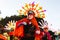 Huehues Mexico, Carnival scene, dancer wearing a traditional mexican folk costume and mask rich in color