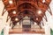 Huelva, Spain - December 18, 2021: Detail of ceiling and pipe organ of Anglican Church of Bella Vista used by the staff of the Rio