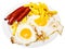 Huevos con chistorra. Scrambled eggs with sausage and potatoes. Spanish cuisine