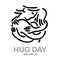 Hug Day. Banner for National Hug Day. January 21. Line graphics