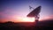 Huge antenna satellite dish sunset landscape