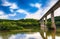 Huge arch bridge built over Dnister river in Ukraine.