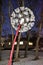 Huge artificial dandelion flowers at VDNKH park in Moscow. Christmas and New Year 2021 decorations