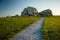 Huge boulder from Ice age, moving from the mountains into flat countryside, Canada