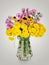 Huge bunch of yellow and red autumn chrysanthemum flowers