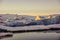 Huge Chunks Of Ice At Jokulsarlon At Sunset With Reflection In The Water