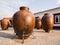 Huge clay wine containers in Alentejo region, Portugal