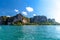 Huge cliff rocks in azure water, Railay beach, Ao Nang, Krabi, Thailand