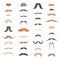 Huge collection mustache retro curly set. different colors and forms hair. Mustaches barber silhouette hairstyle