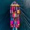 Huge Container Tanker at Sea, Cargo Concept, Loaded Container Ship, Generative AI Illustration
