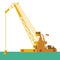 Huge crane barge Industrial ship that digs sand marine dredging digging sea bottom. Vector