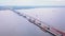 The huge Crimean Bridge. Clip. The view from the drone. A huge nineteen-kilometer bridge over the sea with cars