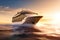 A huge cruise line travels across the sea. Sea travel on vacation. Seascape overlooking a cruise liner